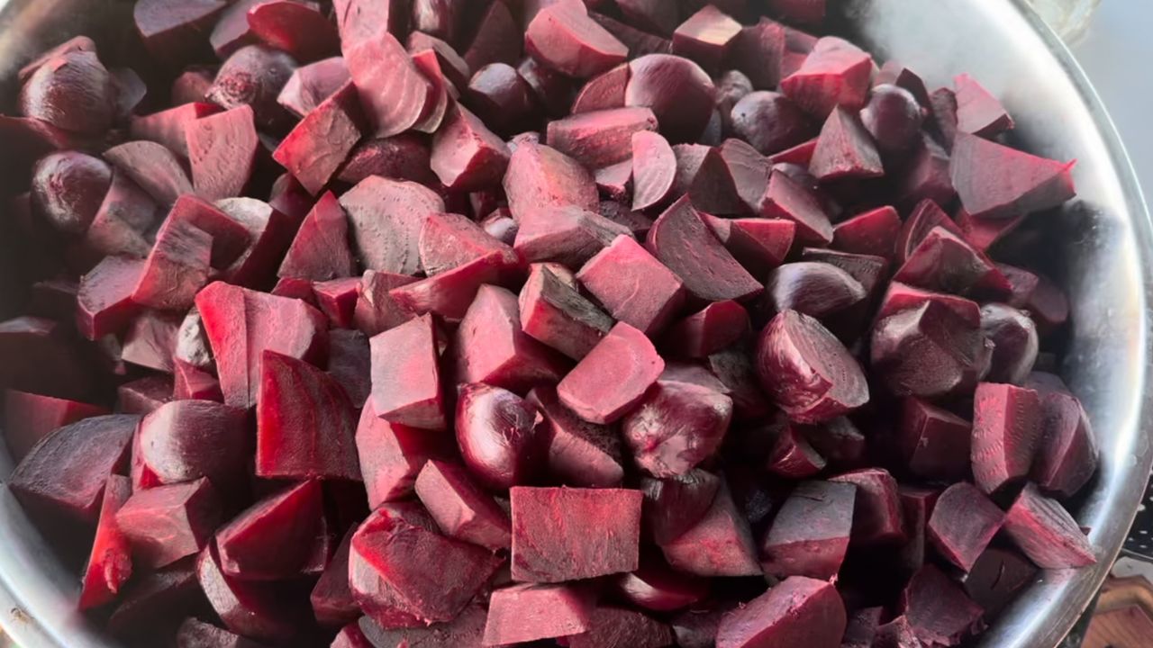 peeled and chopped beets for canned pickled beets