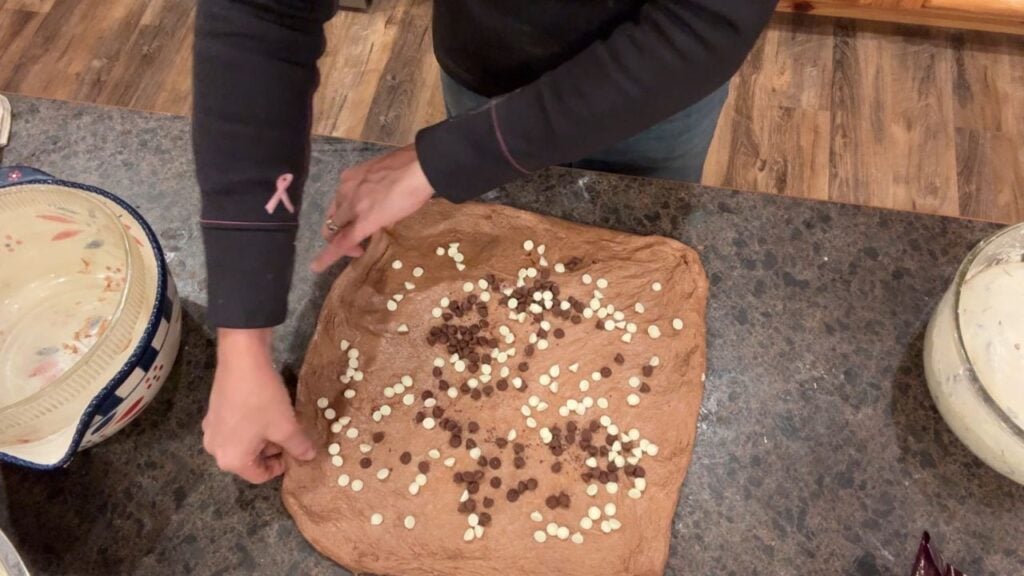 chocolate chip inclusions in chocolate sourdough bread