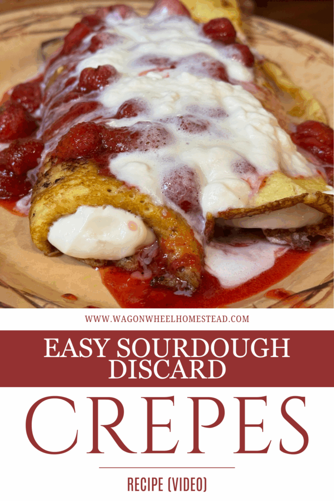 sourdough strawberry crepes pin image