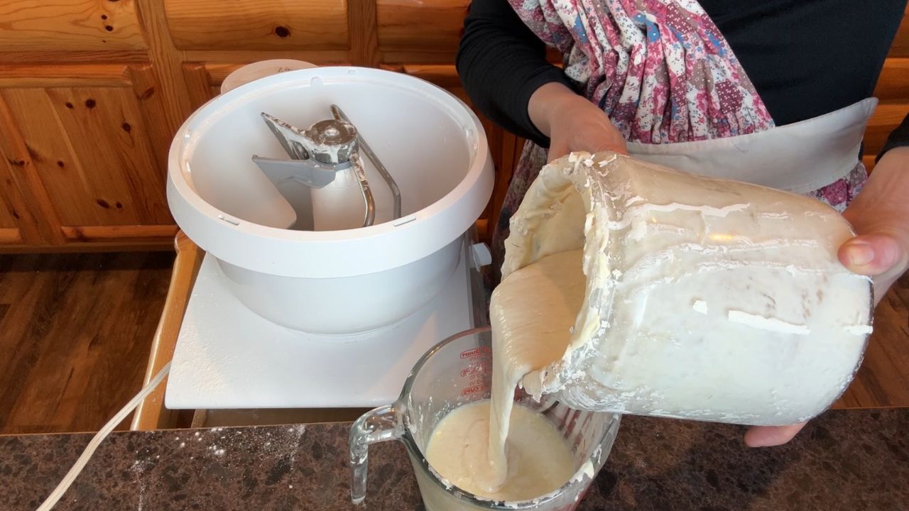 mixing sourdough discard hamburger buns