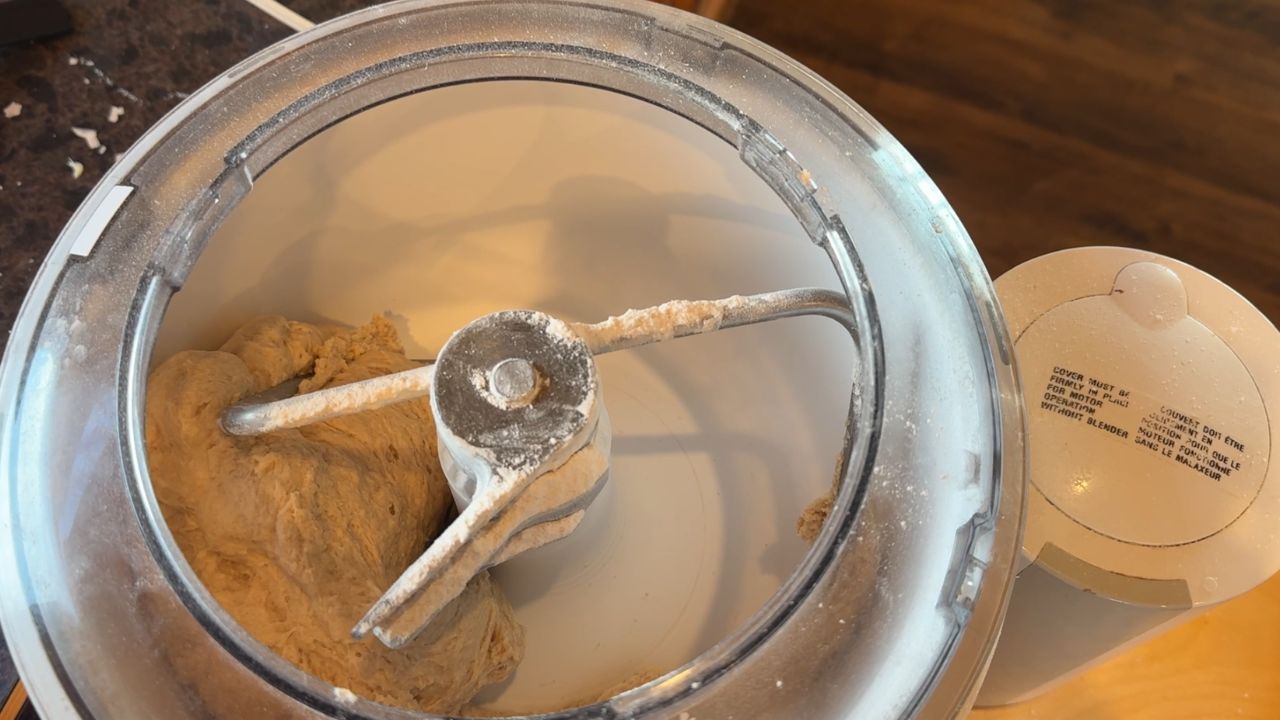 mixing up sourdough discard hamburger buns