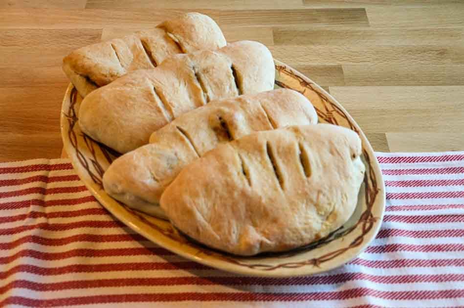 plate of sourdough calzones