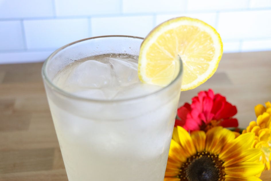 fermented lemonade with a slice of lemon