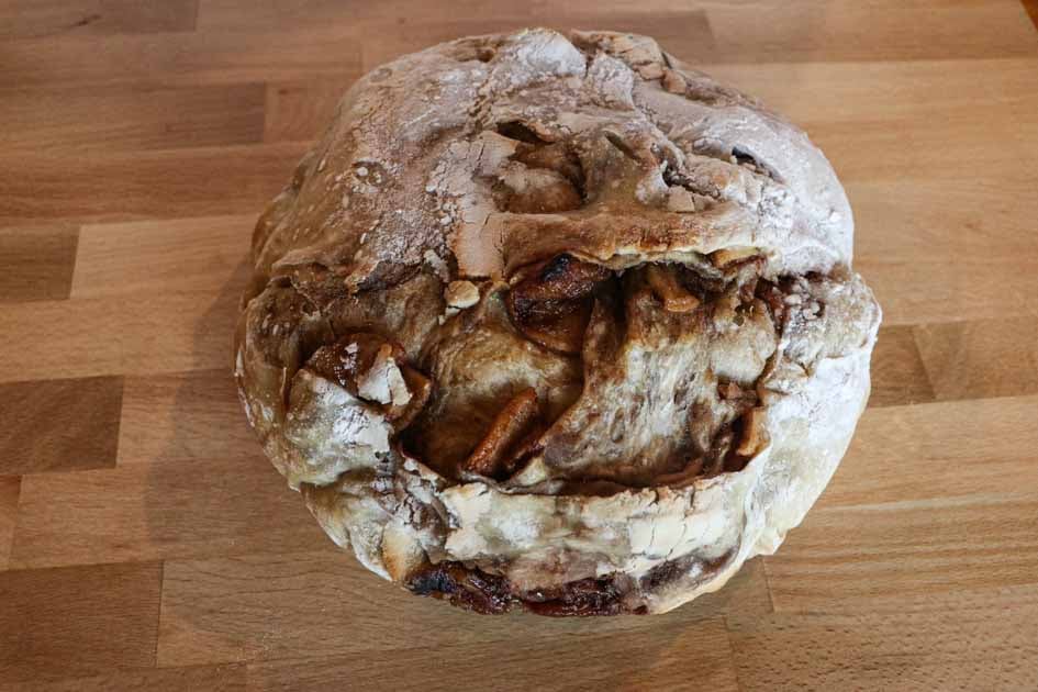 loaf of apple cinnamon sourdough bread