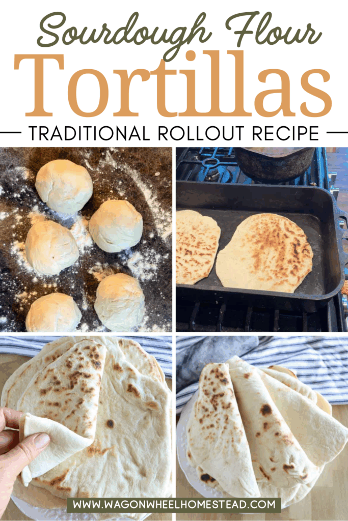 sourdough flour tortillas pin image