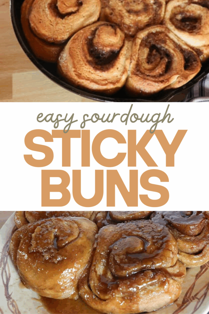 sourdough sticky buns pin image