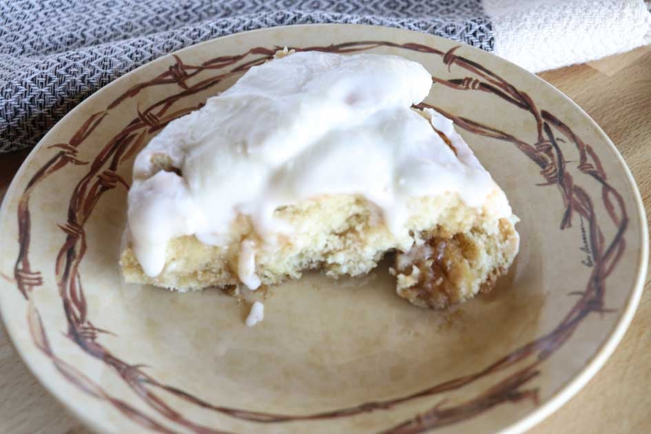 slice of sourdough cinnamon twist on plate