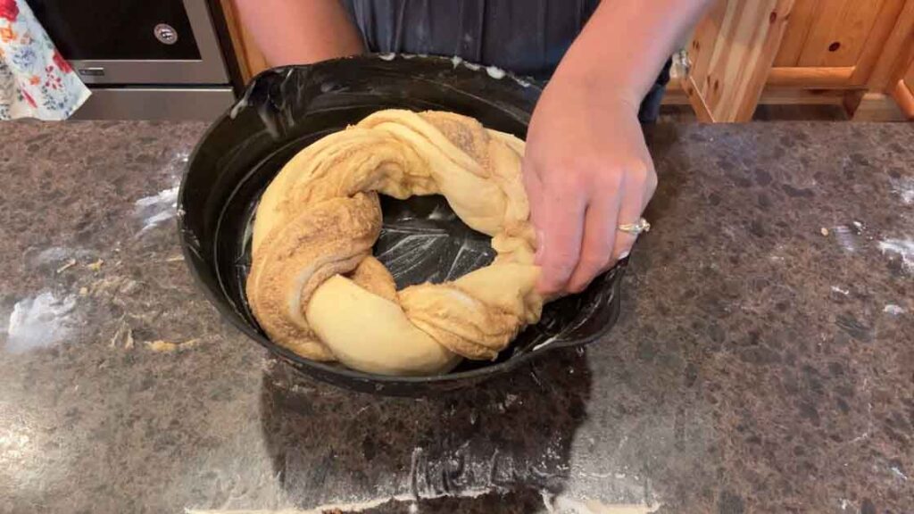 sourdough cinnamon twist in pan
