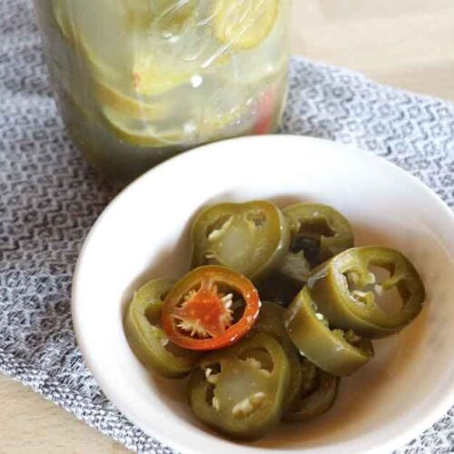 bowl of fermented jalapenos
