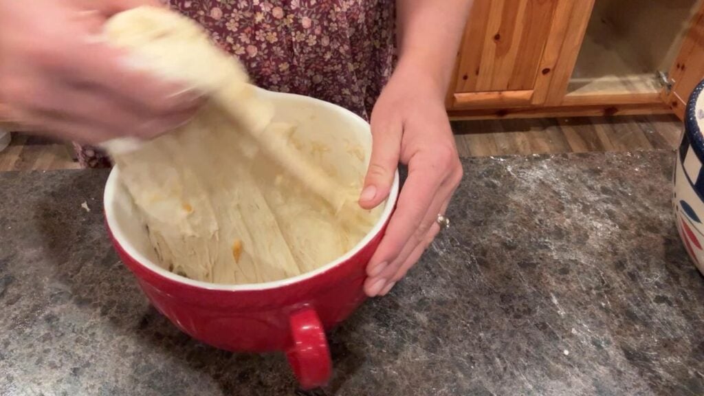 stretch and folds for pumpkin focaccia