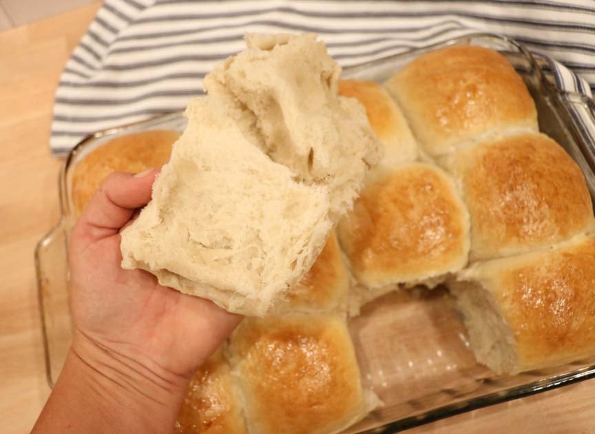 fluffy sourdough dinner rolls