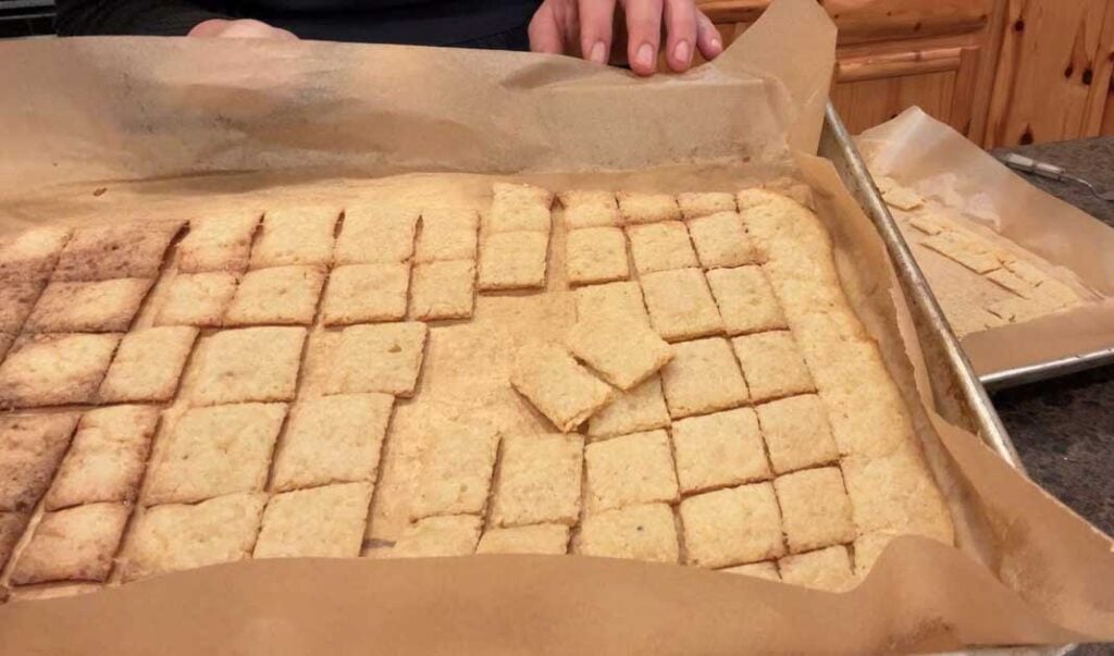 fresh baked sourdough crackers