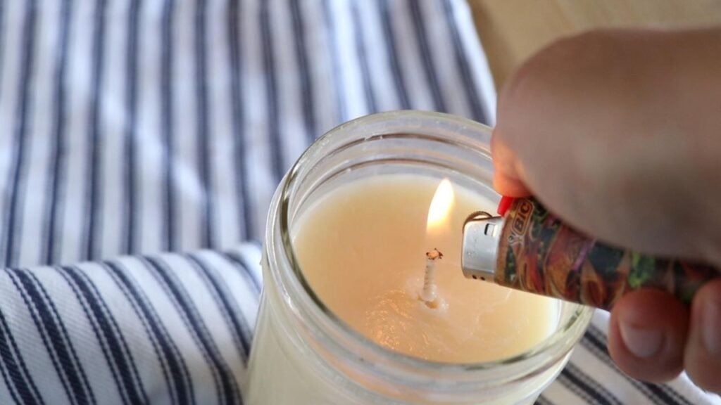 lighting a tallow candle