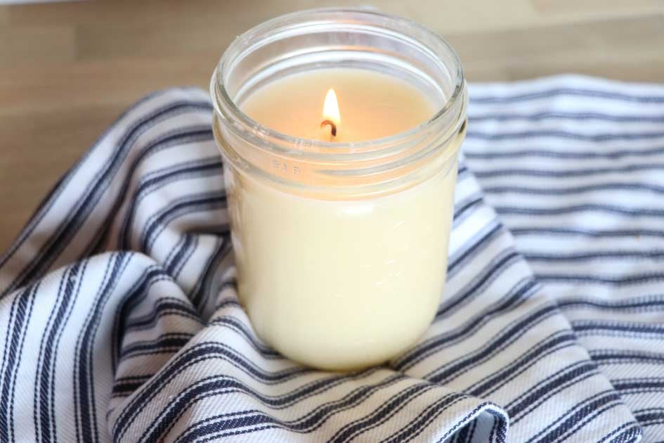 lit tallow candle