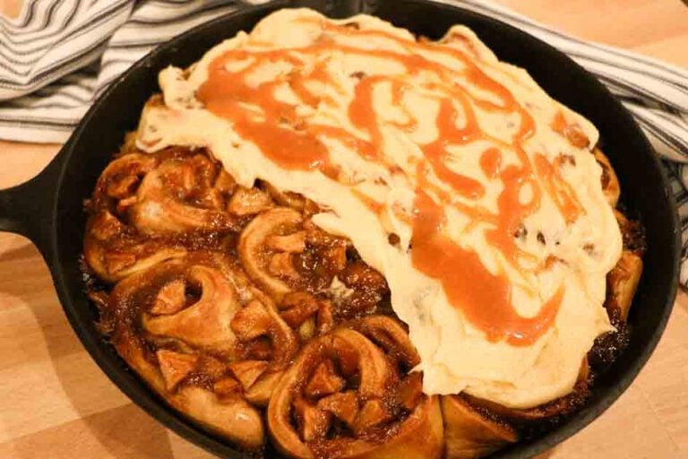 Easy Caramel Apple Sourdough Cinnamon Rolls With Caramel Icing