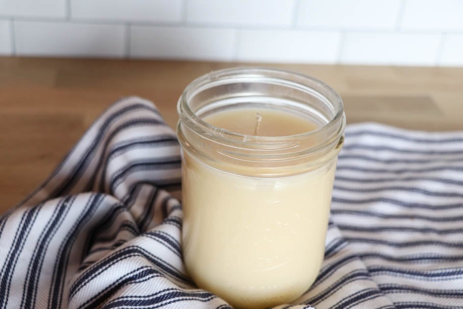 tallow candle in a jar