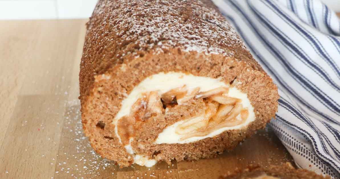 apple cake roll close up