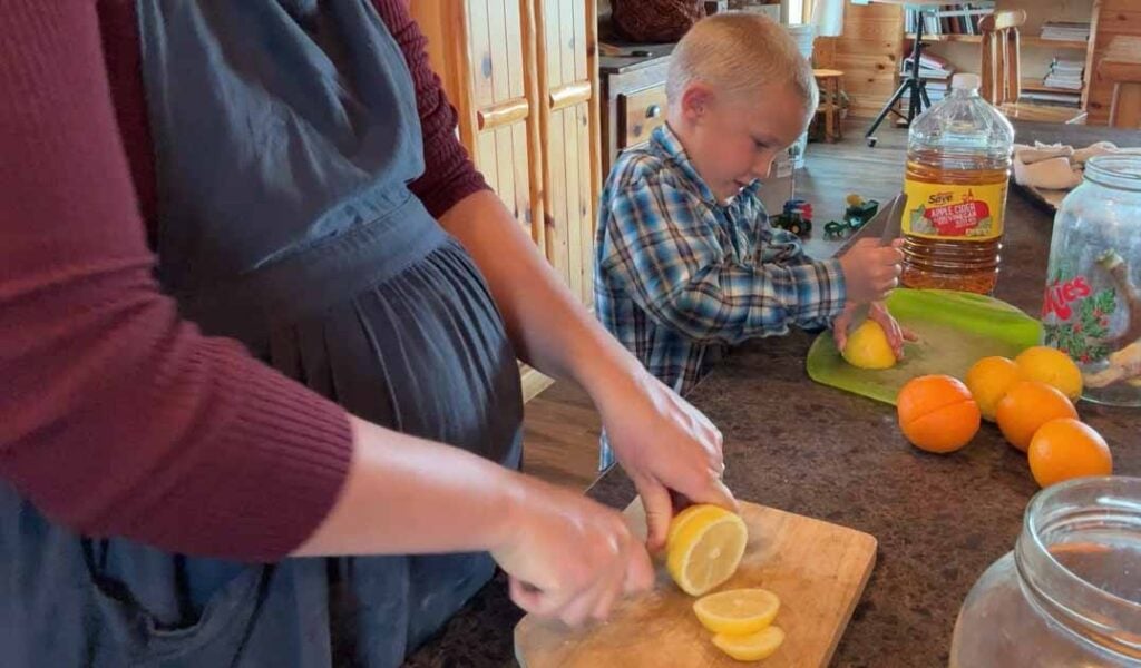 cutting citrus for fire cider