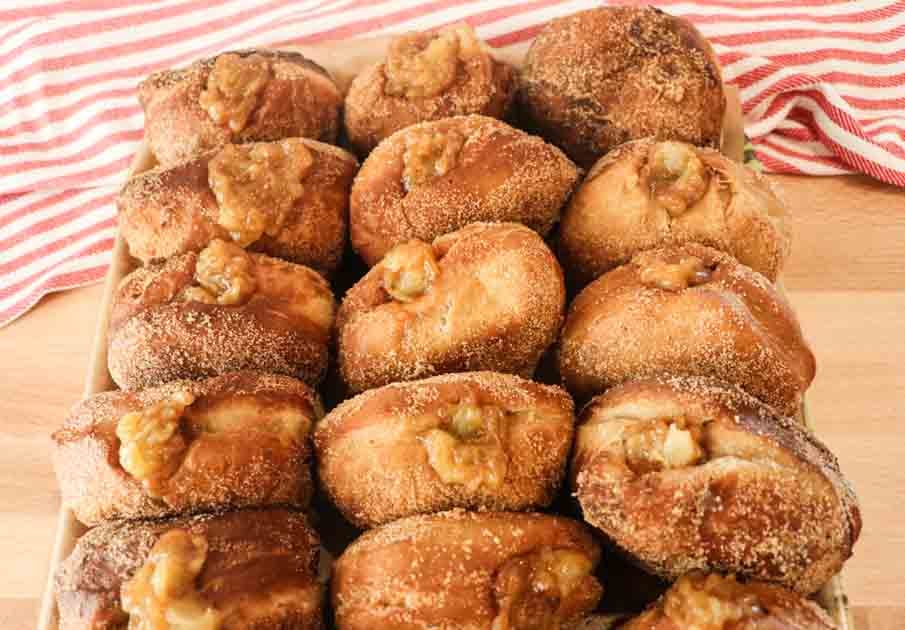 platter of apple pie sourdough donuts