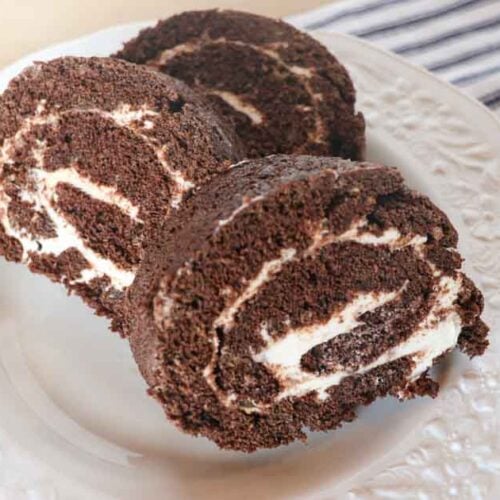 sourdough chocolate cake roll up close