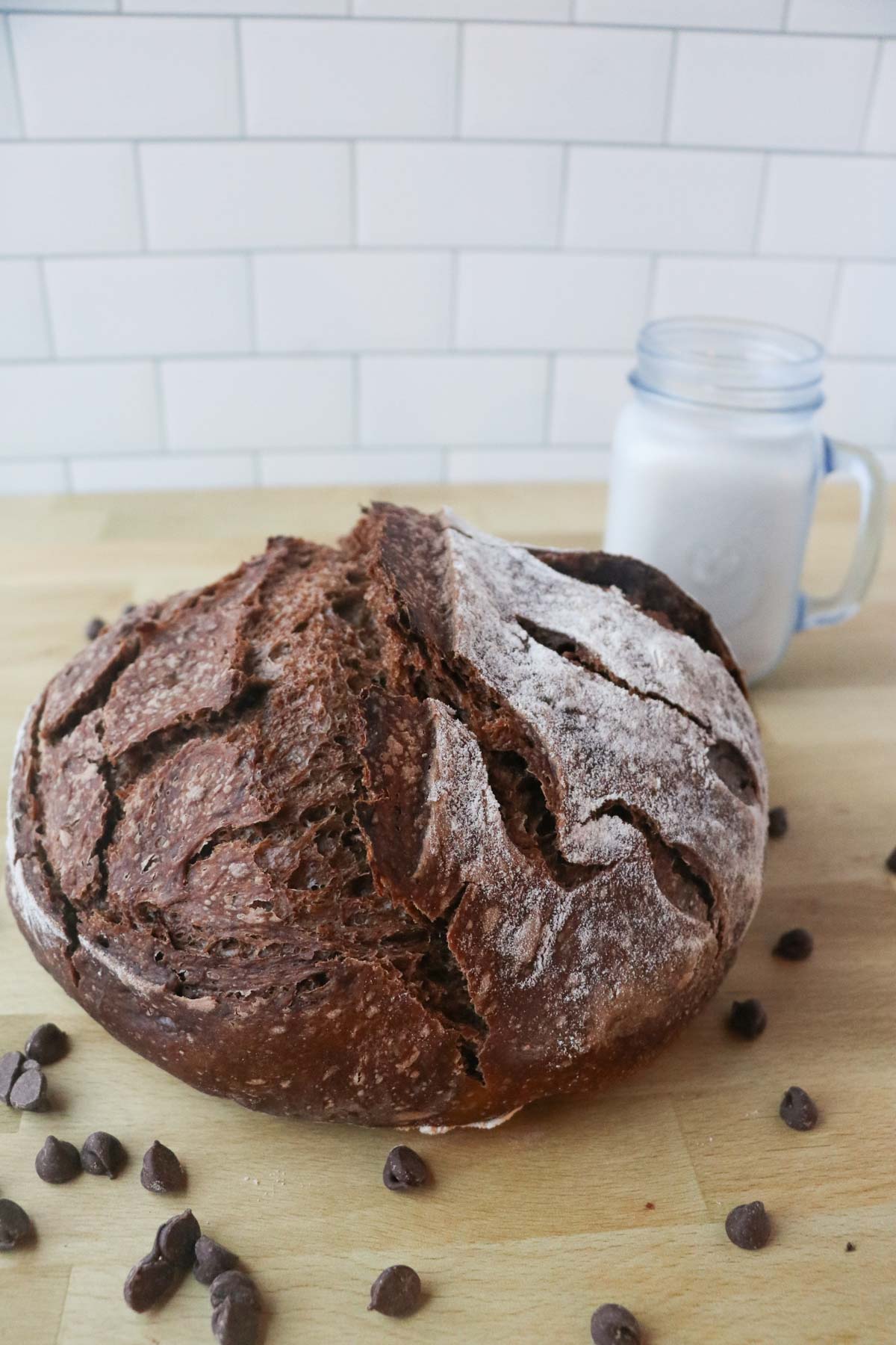 chocolate sourdough bread with milk
