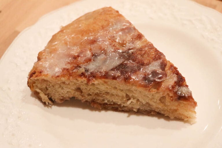 plate of sourdough cinnamon roll focaccia