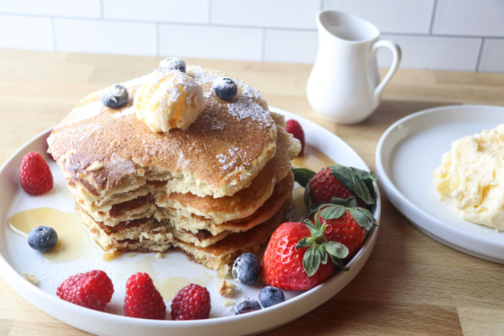 sourdough pancakes with berries & butter