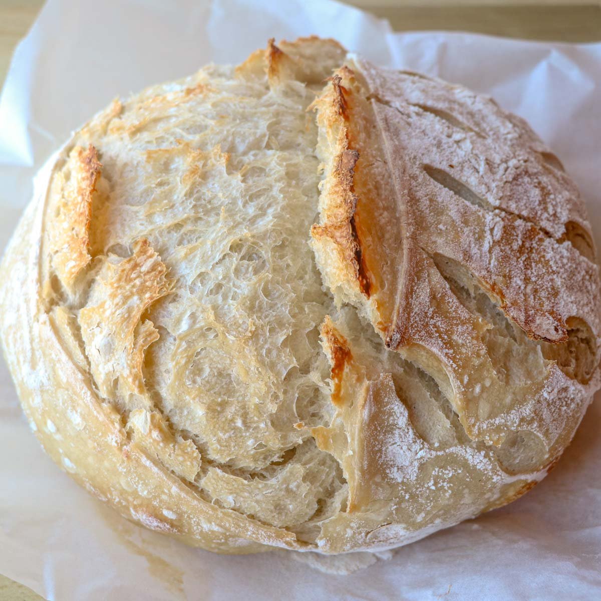 artisan sourdough on parchment