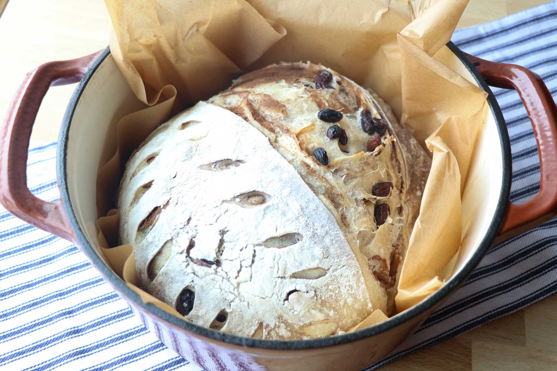 loaf of cinnamon raisin sourdough