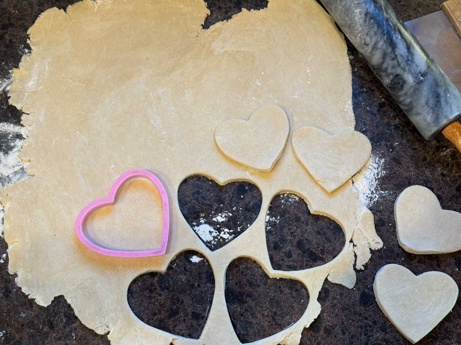 making heart shaped sourdough hand pies