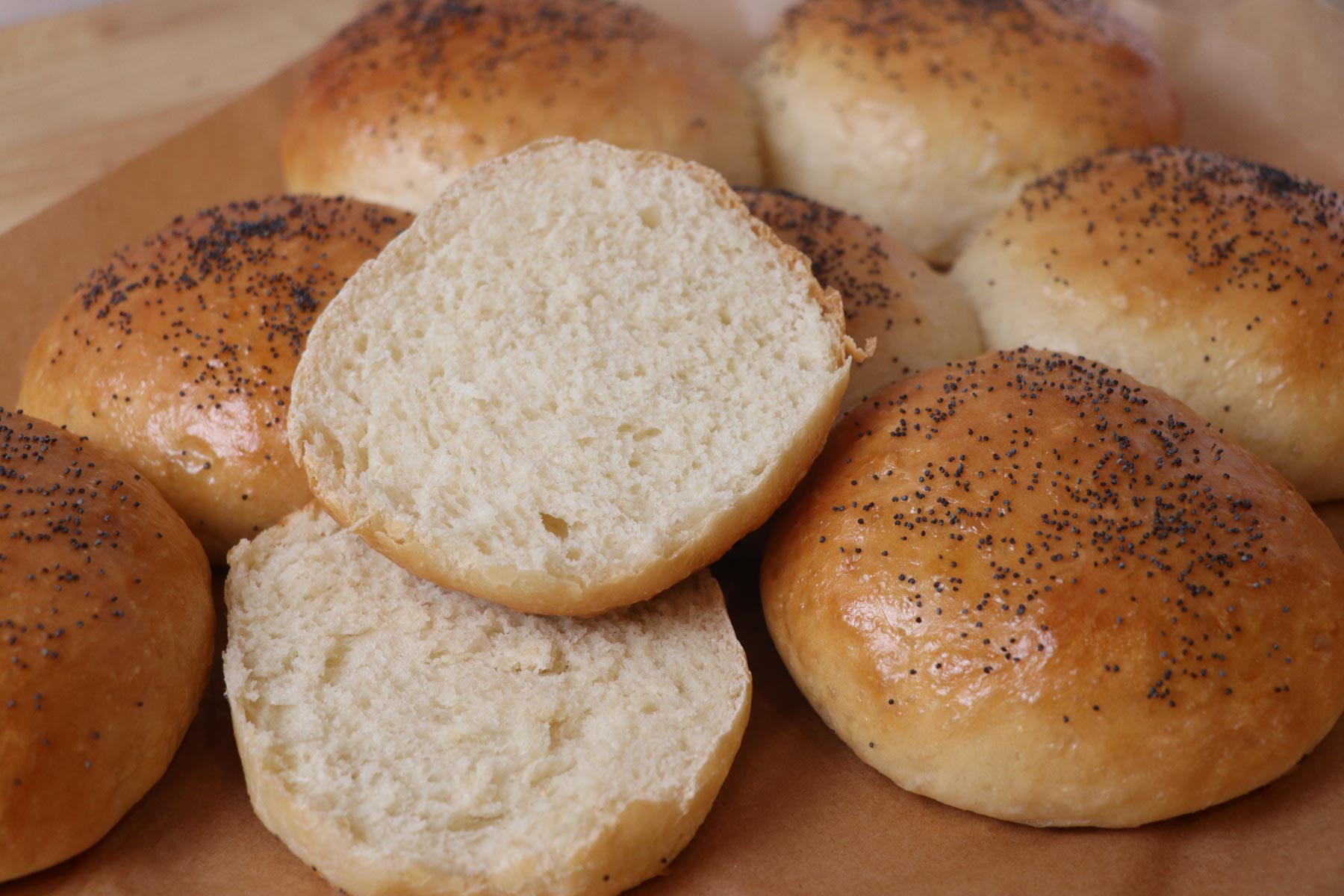 soft sourdough discard hamburger buns