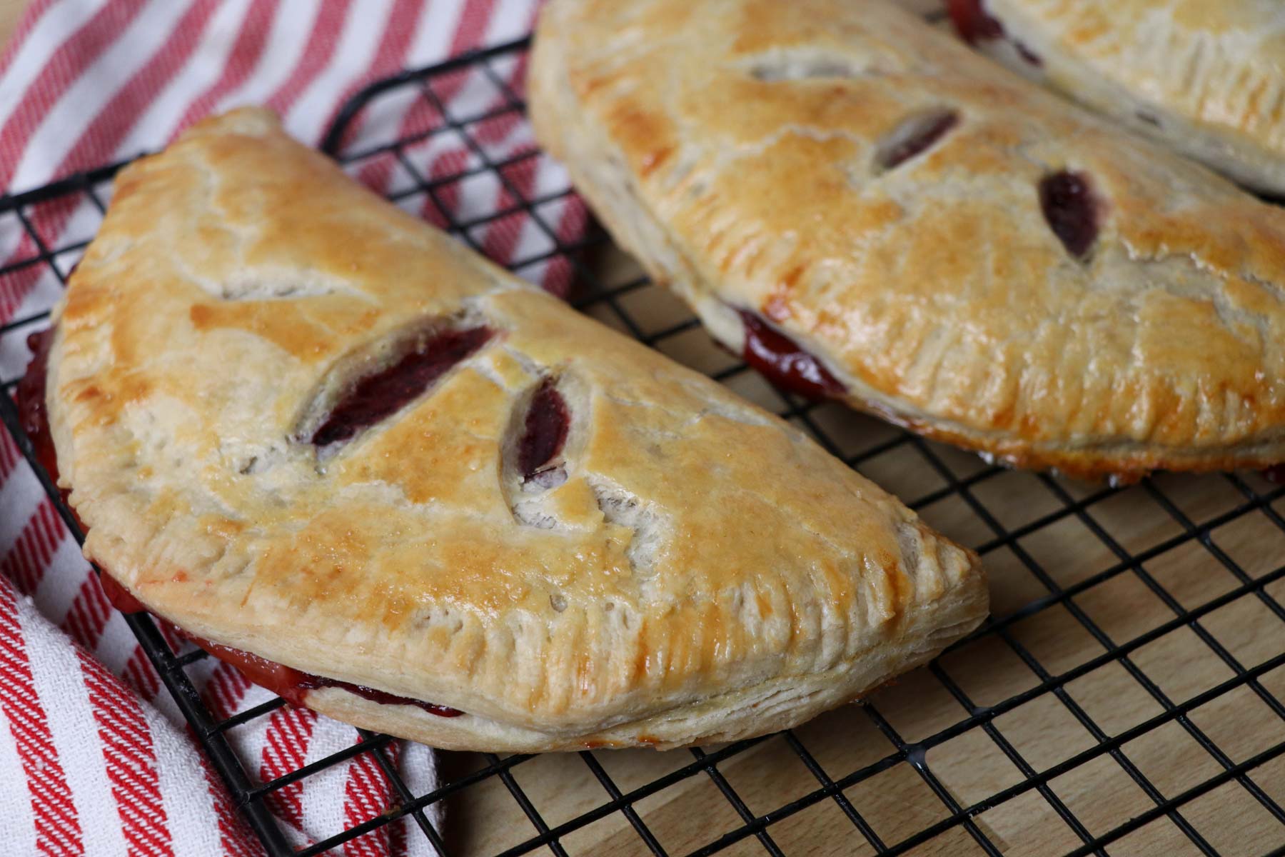 sourdough hand pies on rack up close