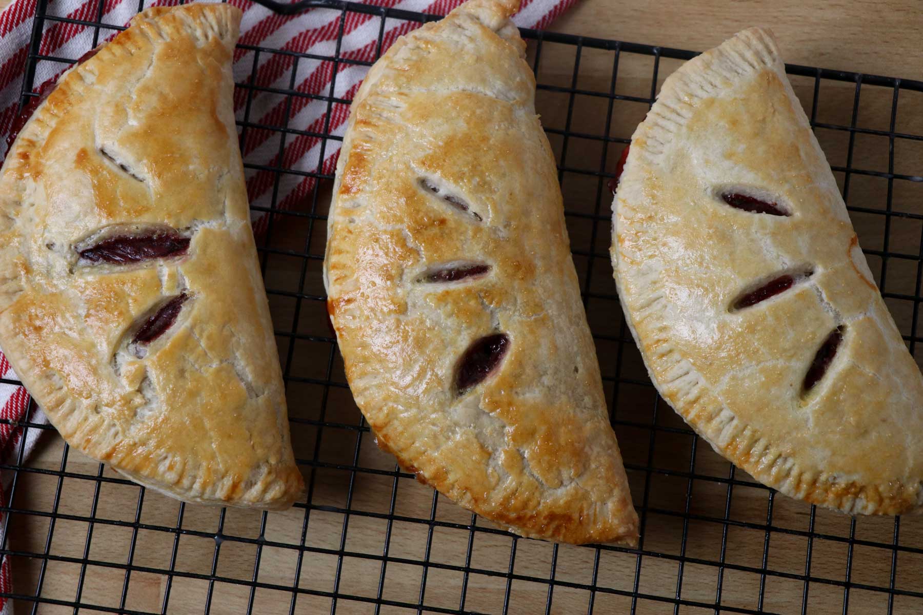 sourdough hand pies on rack