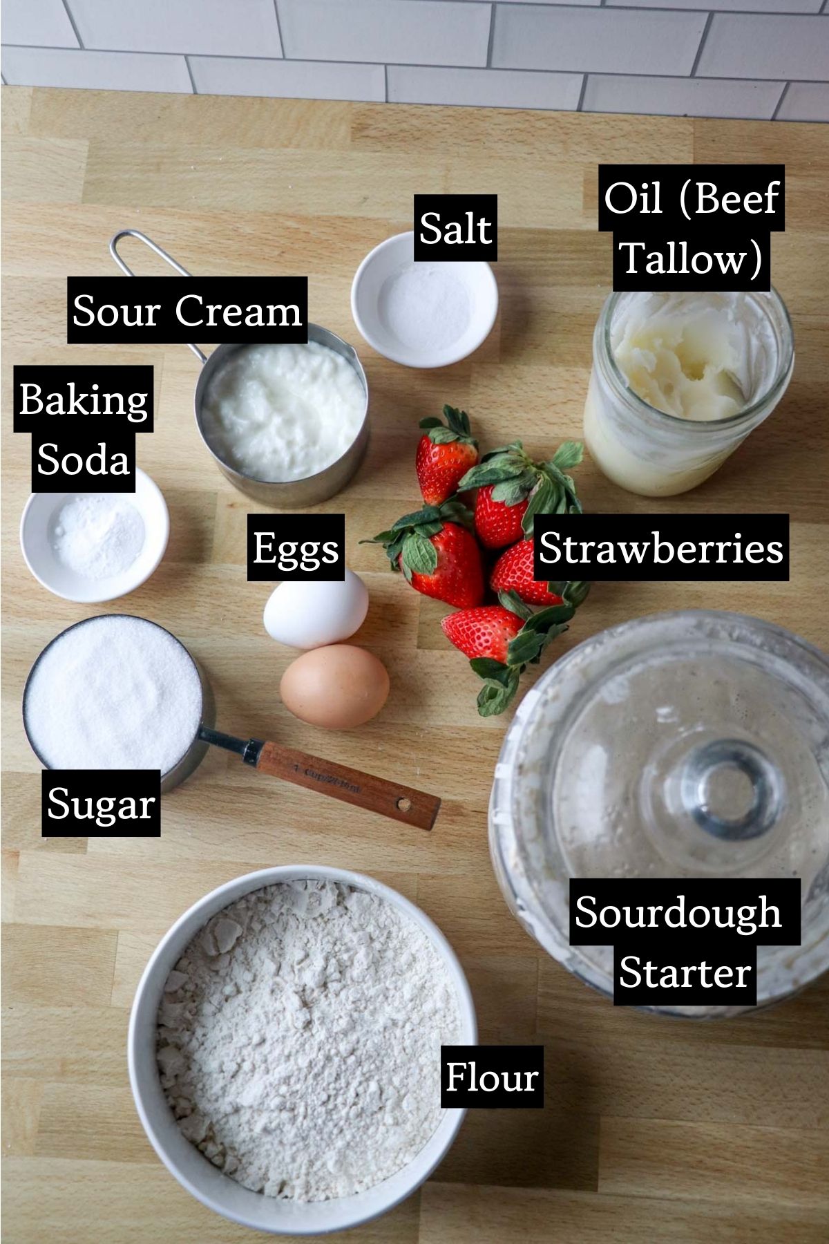 sourdough strawberry muffin ingredients
