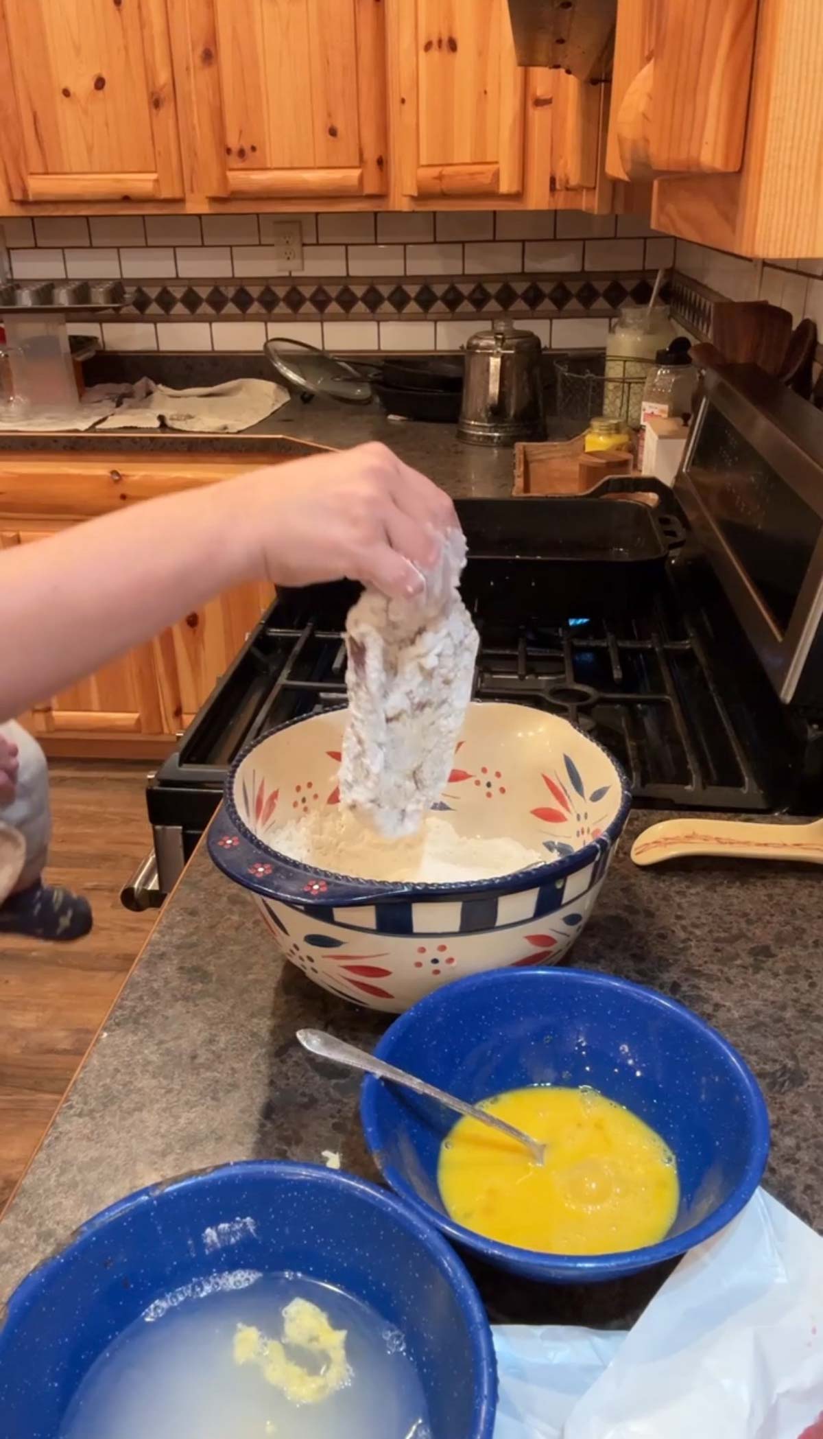breading chicken fried steaks