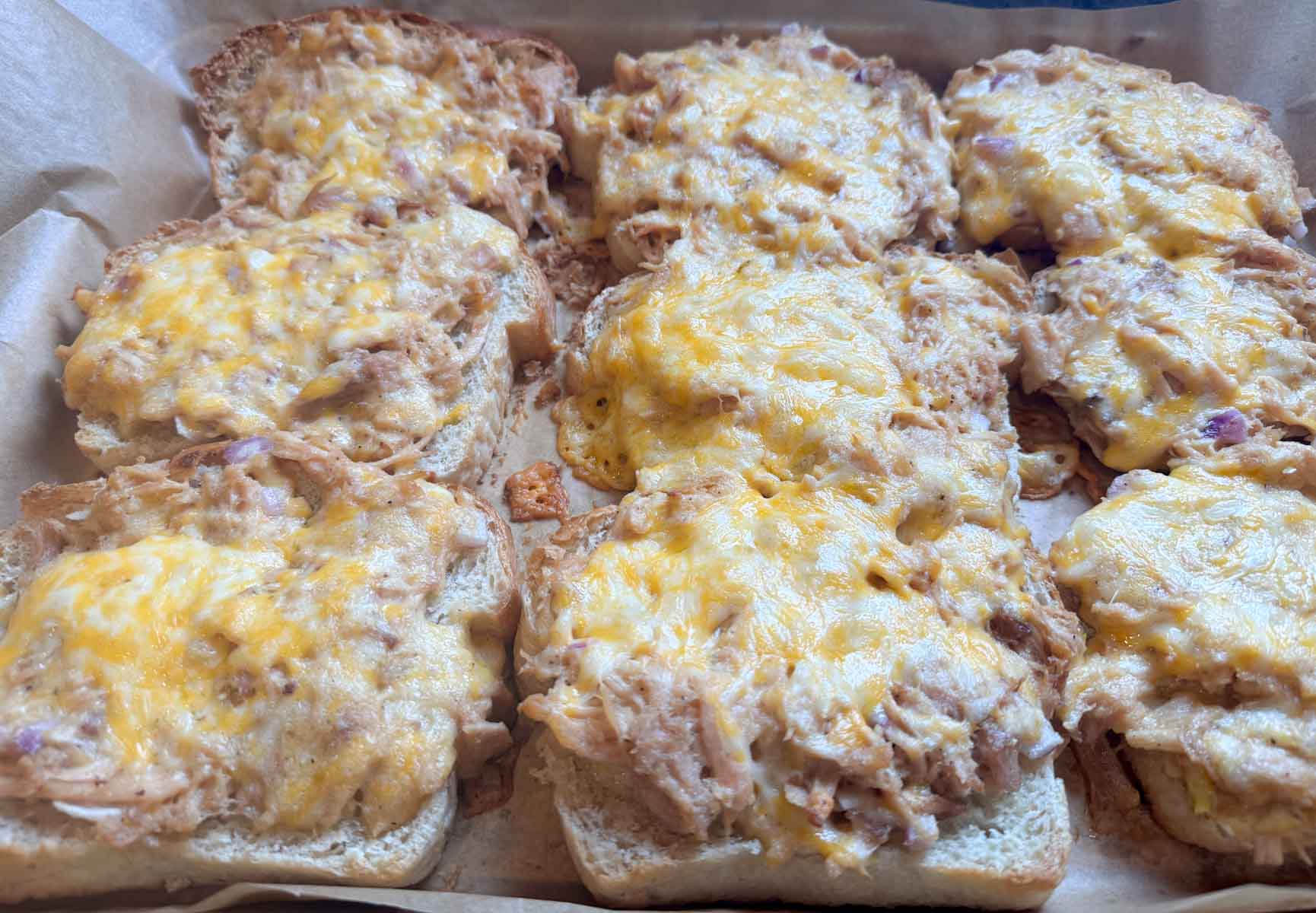 fresh baked chicken melts