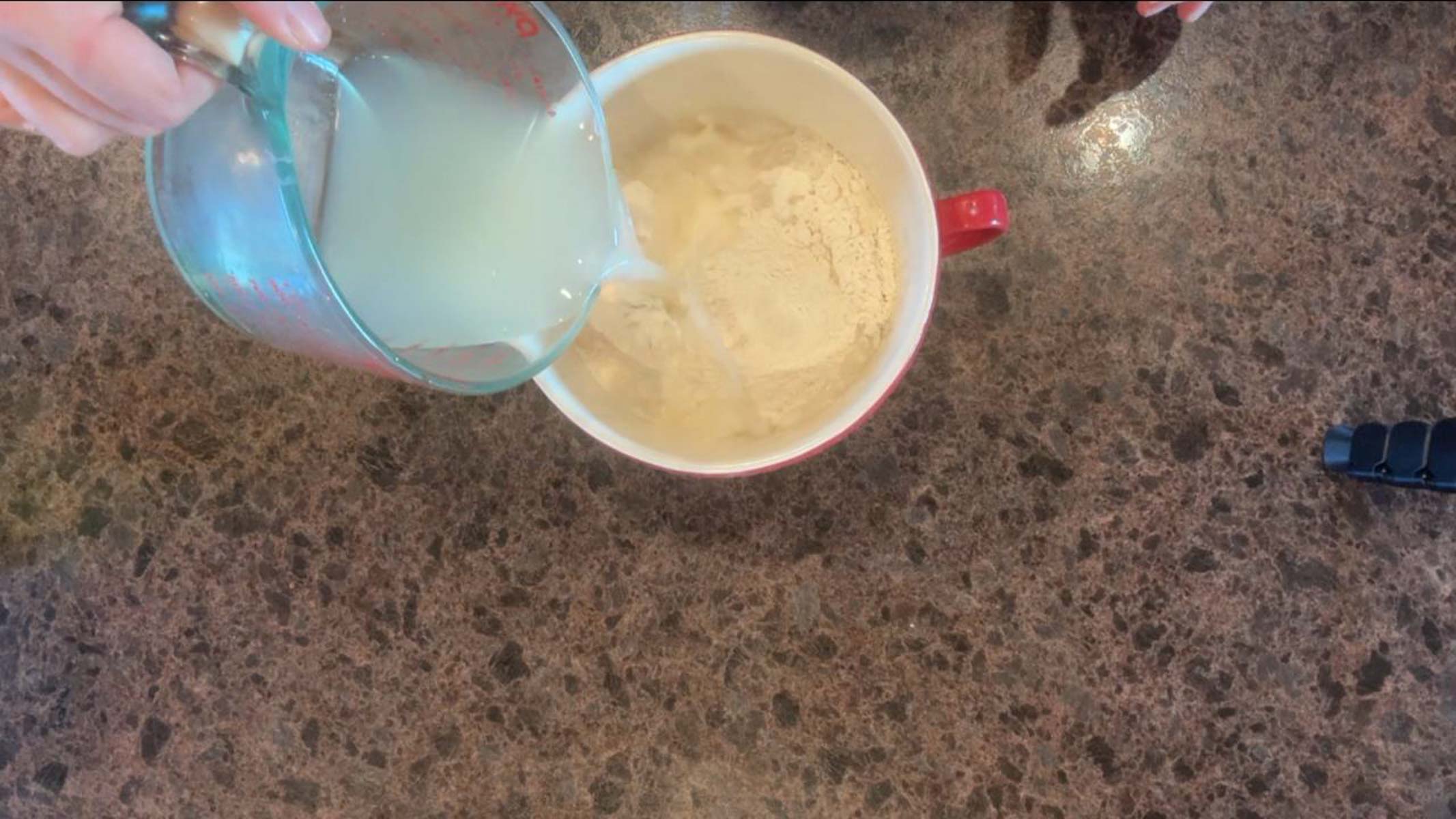 mixing up sheetpan pancakes