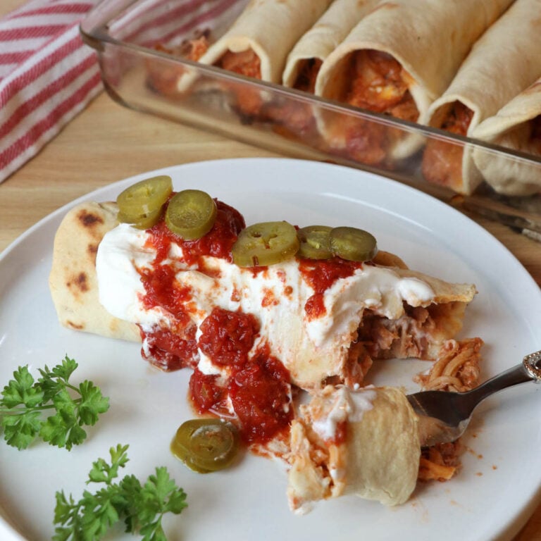 oven baked taquitos on a plate square