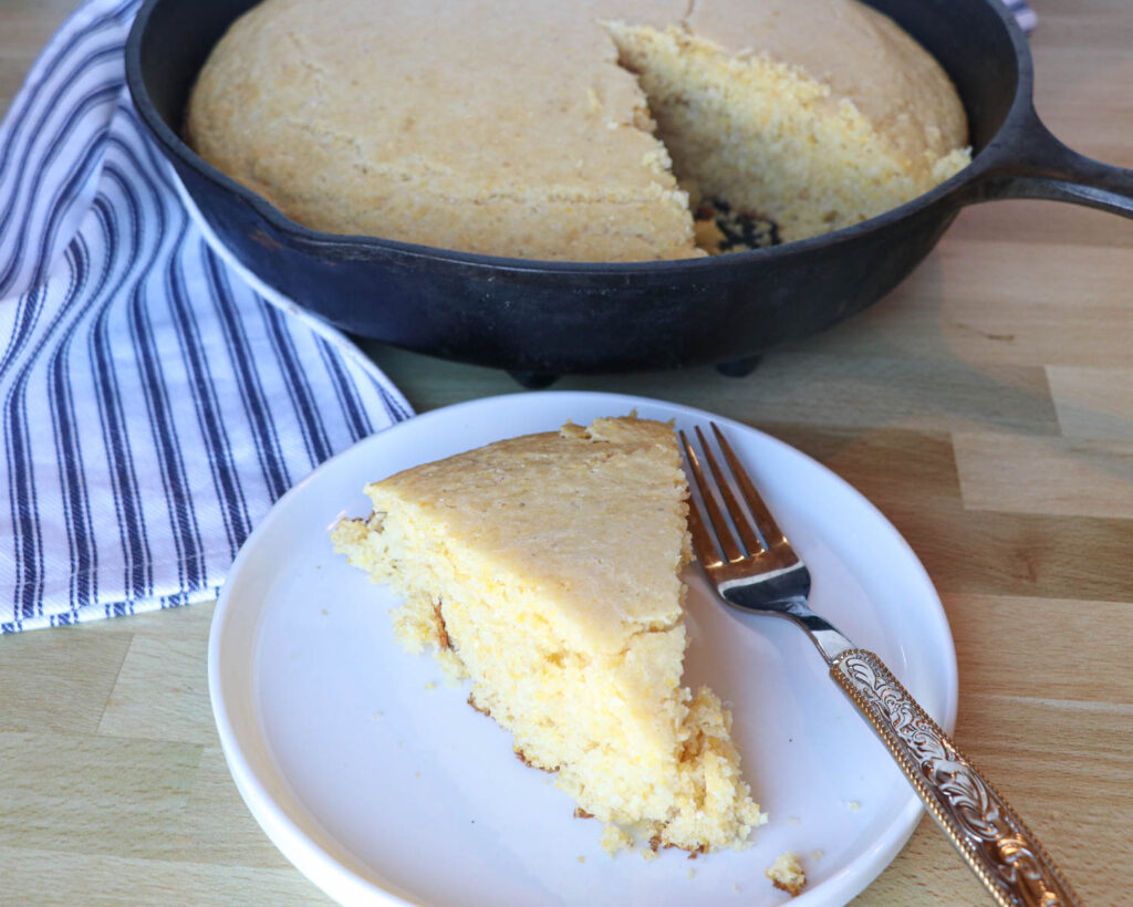 piece of sourdough cornbread on a plate