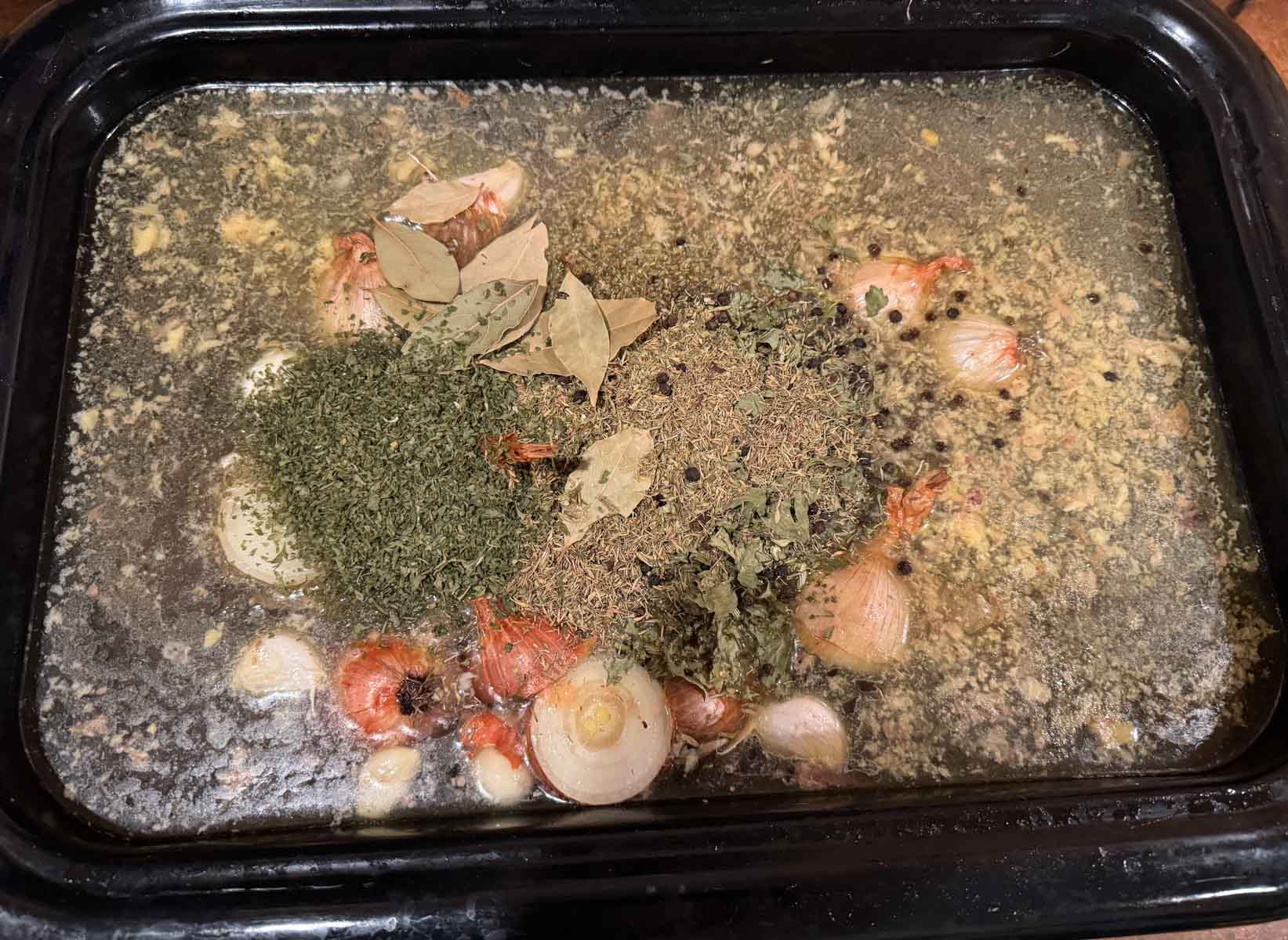 seasonings added to chicken broth