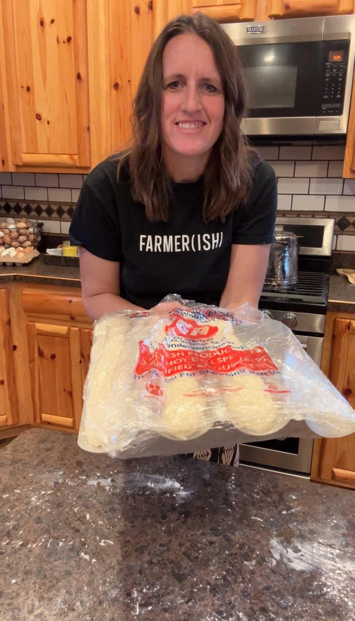 covered baguettes ready for the refrigerator