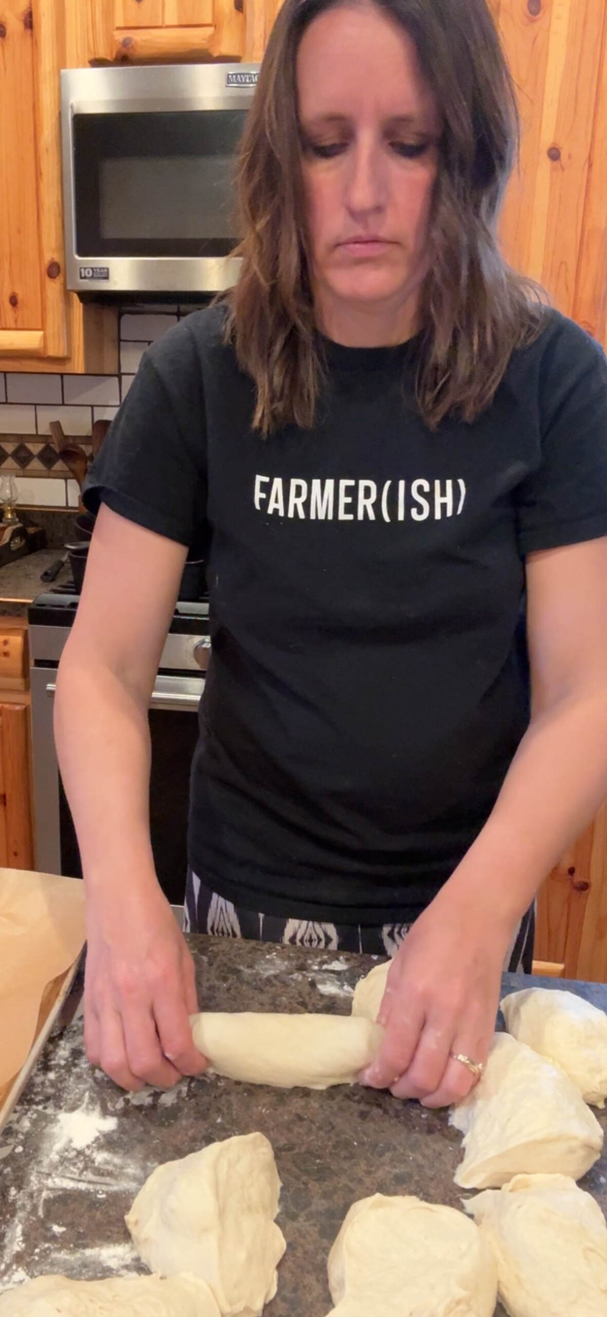 shaping sourdough hoagie rolls