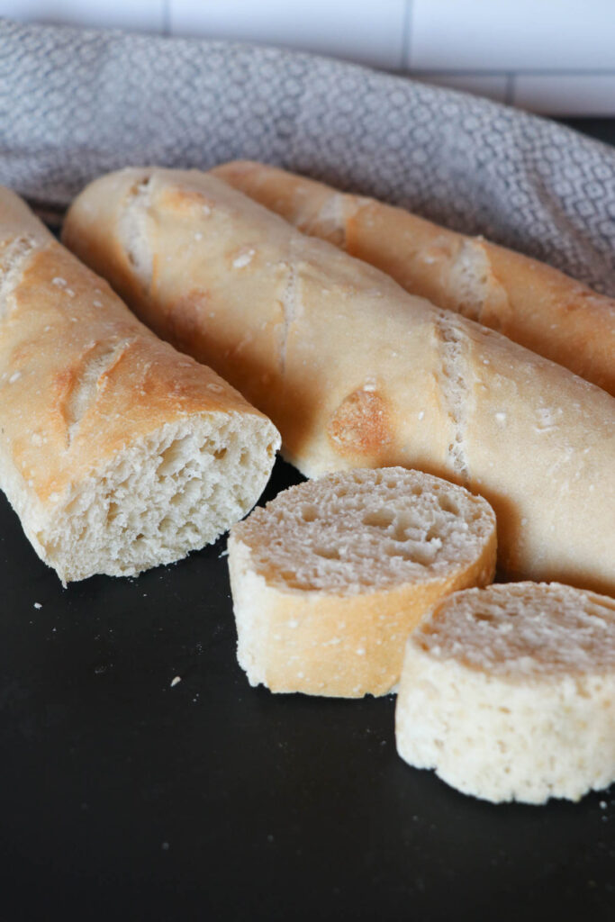 sourdough baguettes sliced