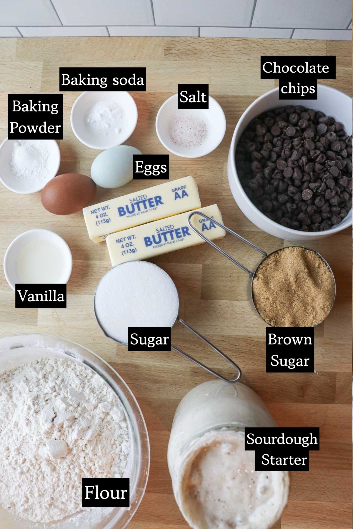 sourdough chocolate chip cookie ingredients