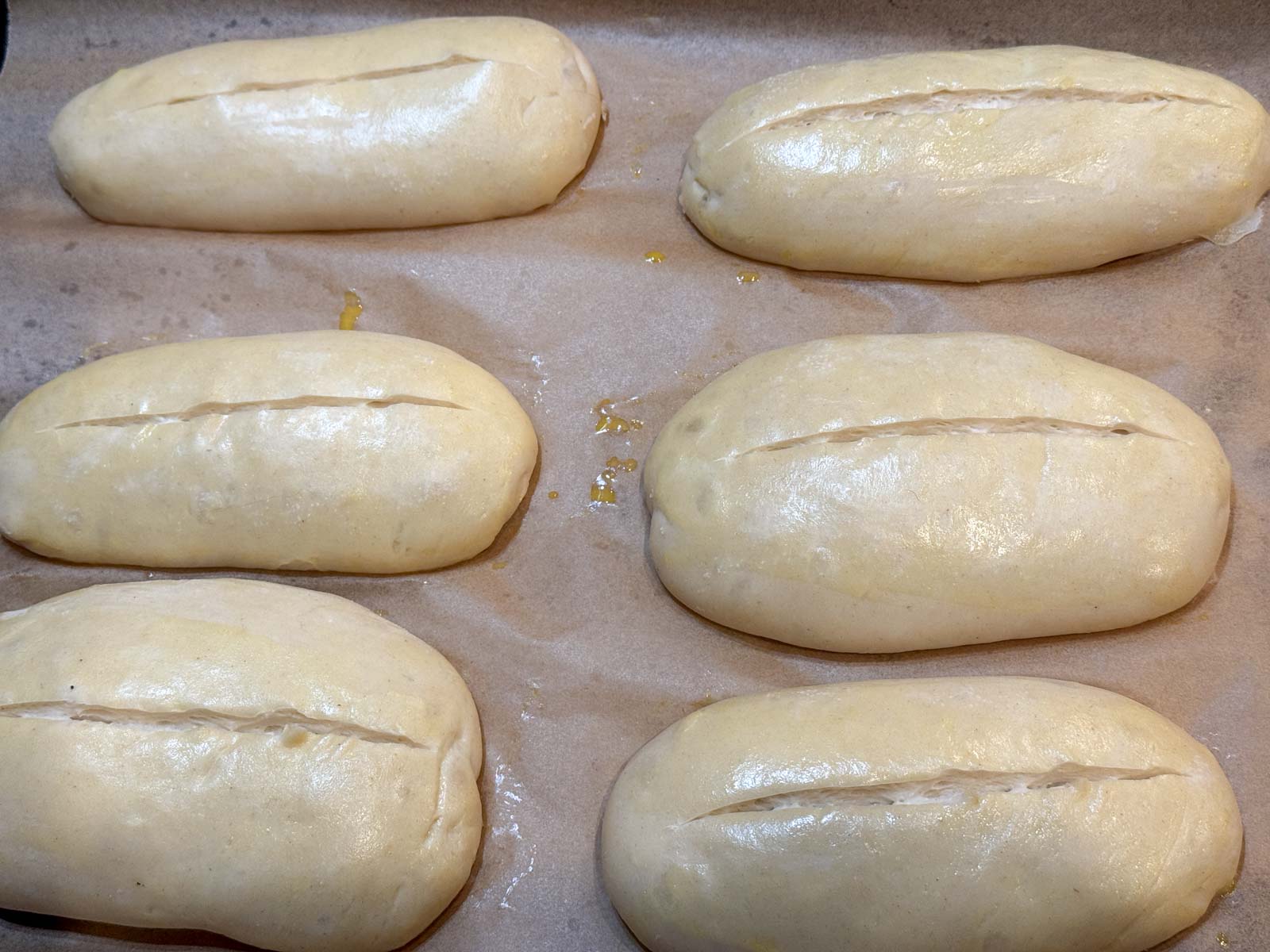 sourdough hoagie rolls ready to bake