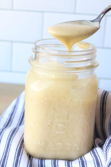 spoonful of miracle whip from a jar square