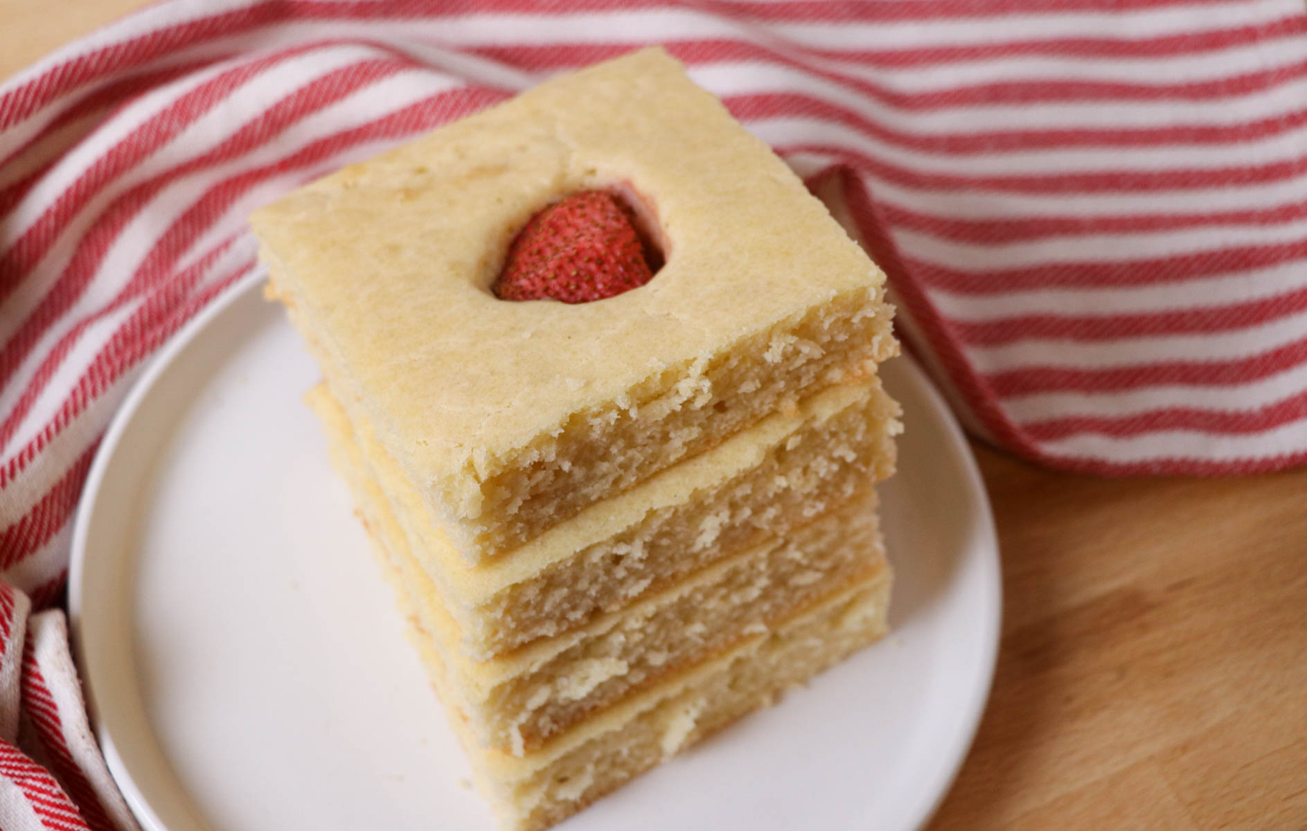 stack of sheetpan pancakes on plate
