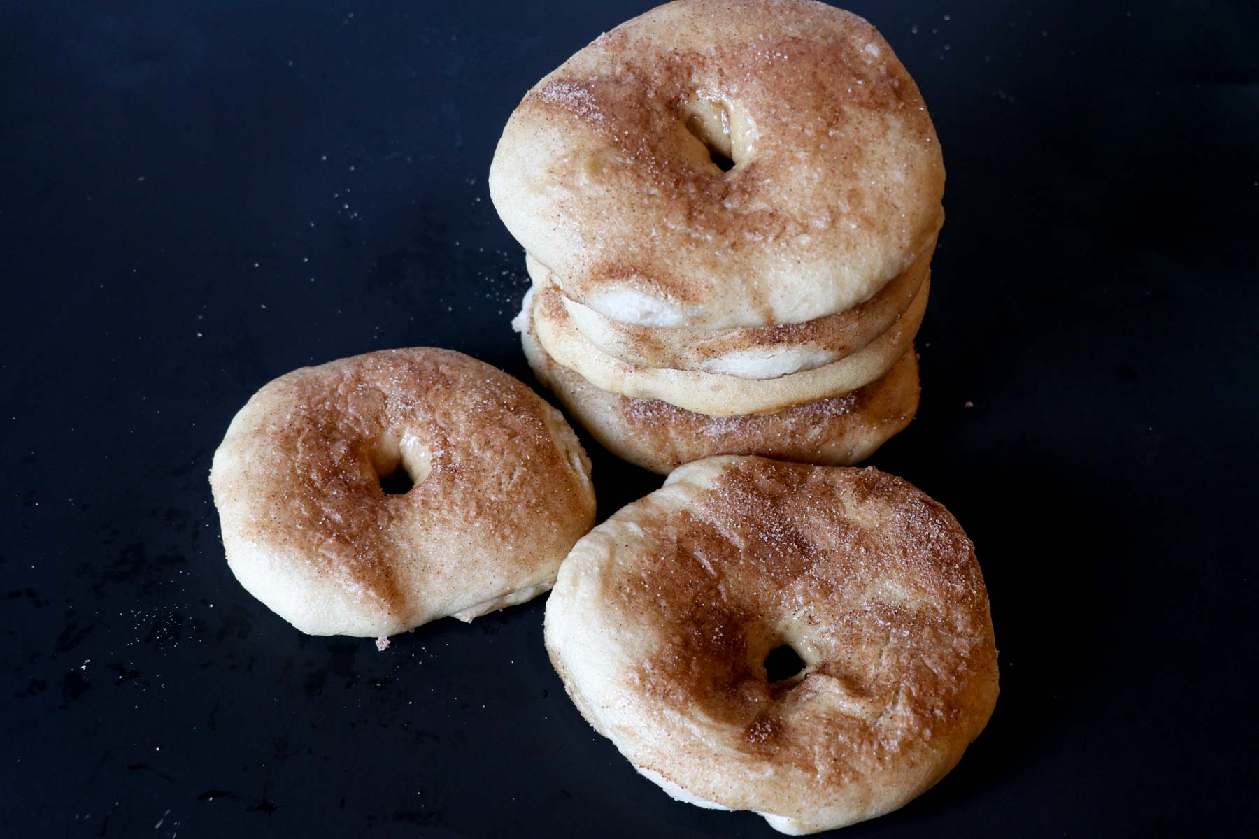 stack of cinnamon crunch bagels
